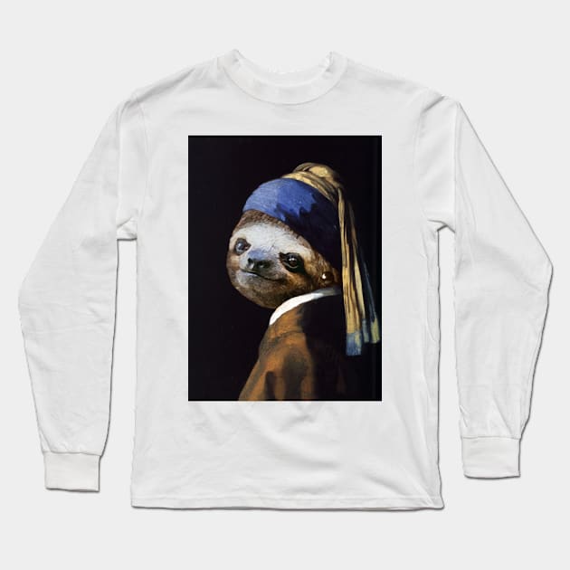 The Sloth with a Pearl Earring - Print / Home Decor / Wall Art / Poster / Gift / Birthday / Sloth Lover Gift / Animal print Canvas Print Long Sleeve T-Shirt by luigitarini